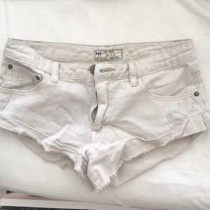 Free People White Jean Shorts
